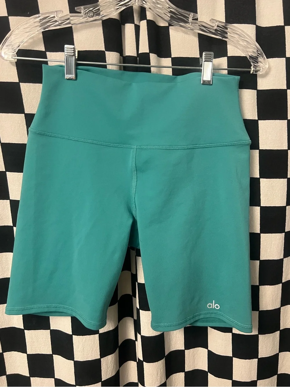 ALO Yoga Teal High-Rise Bike Shorts